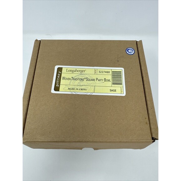 Longaberger Woven Traditions Pottery Square Party Bowl NEW Sage 3227460 NEW - Picture 5 of 8